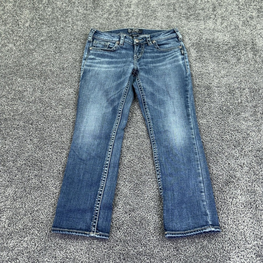 Silver Jeans Womens 28/23 Blue Aiko Mid Rise Capri Denim Medium Wash
